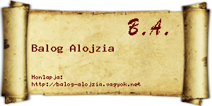 Balog Alojzia névjegykártya